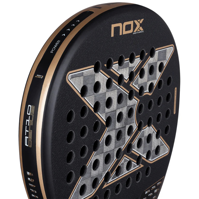 Pala de Padel Nox AT10 Genius 18K Alum 2026 + Overgrip + Protector